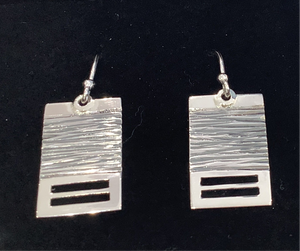 JB Large rectangle drop silver earrings