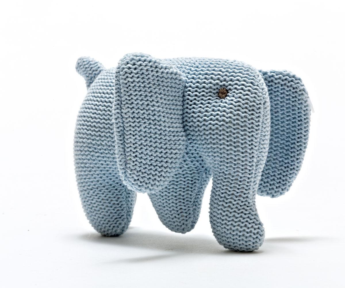 KNITTED  ORGANIC COTTON ELEPHANT RATTLE