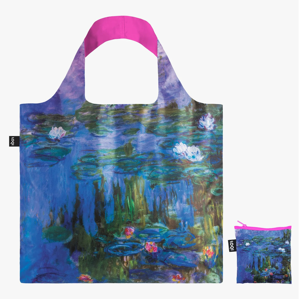 LOQI Monet Water Lilies recycled bag with zip pocket, alternate view