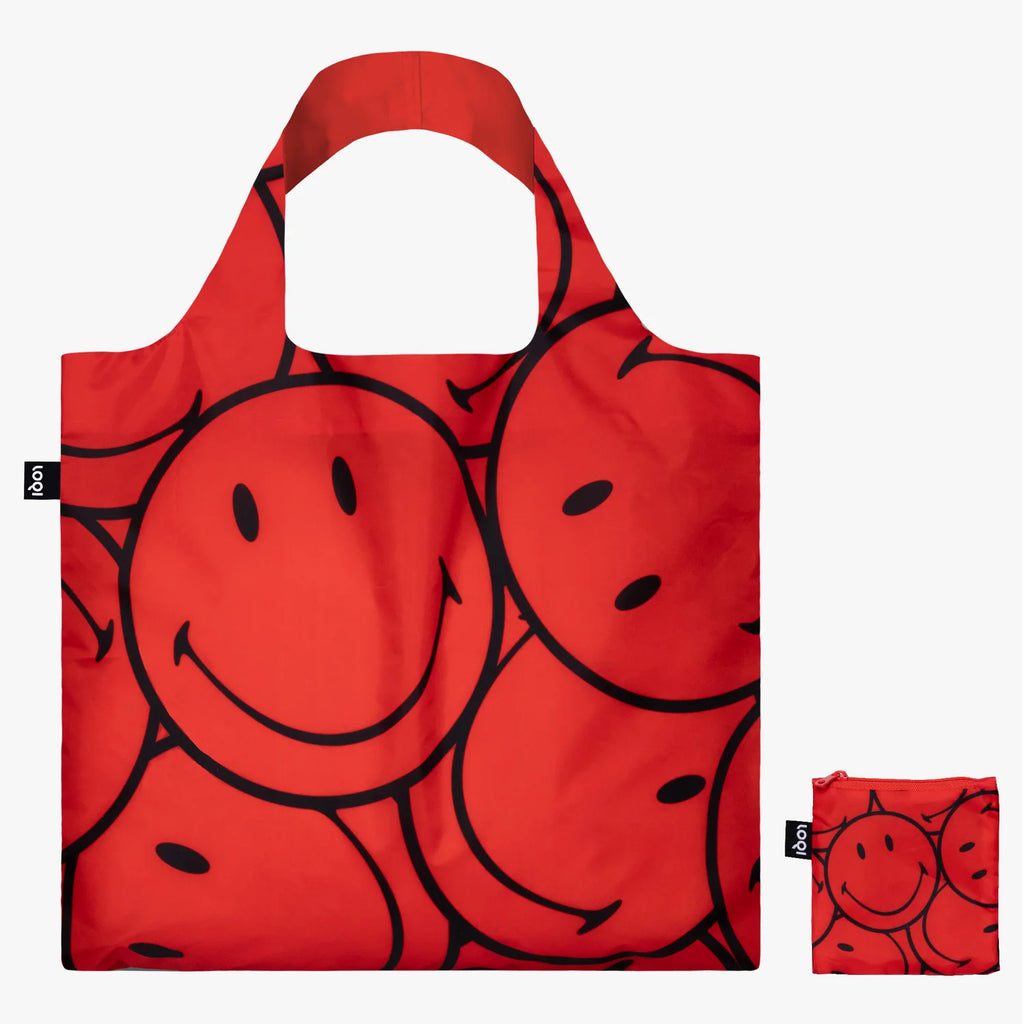 LOQI Smiley Red Lucky Red recycled foldable bag