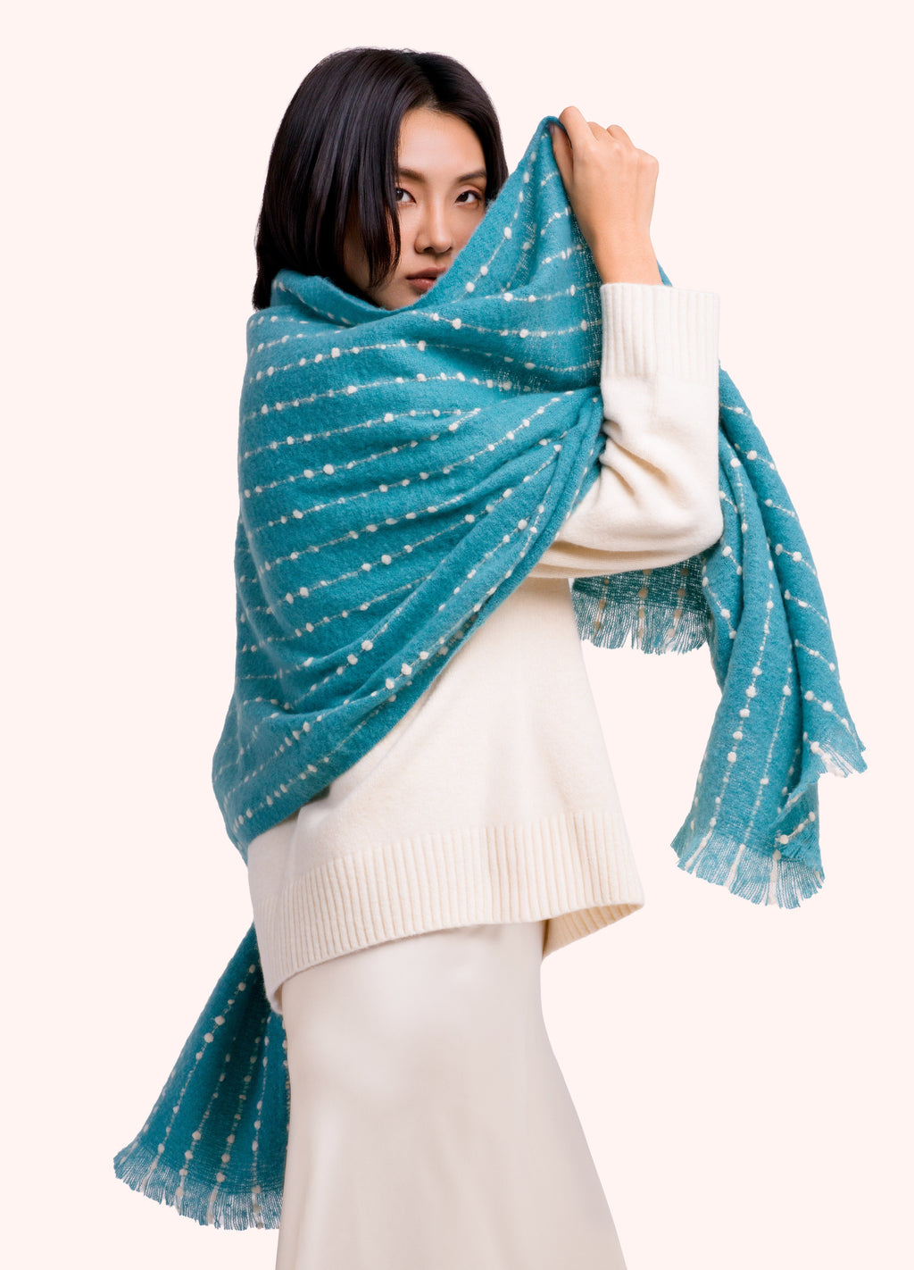 Powder Dakota Cosy Scarf in teal stripes