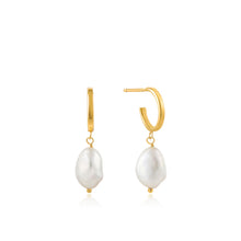 Load image into Gallery viewer, Pearl Mini Hoop Earrings - Gold
