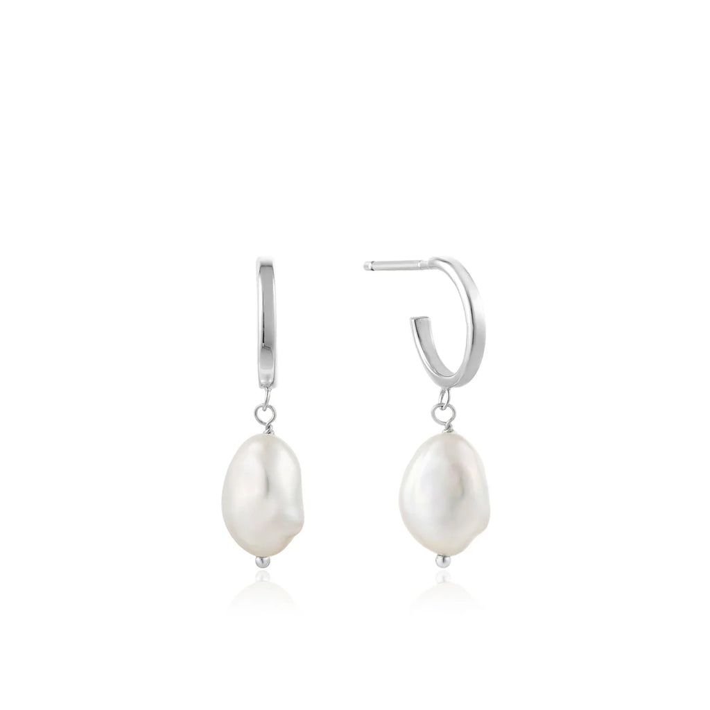 Pearl Mini Hoop Earrings - Gold