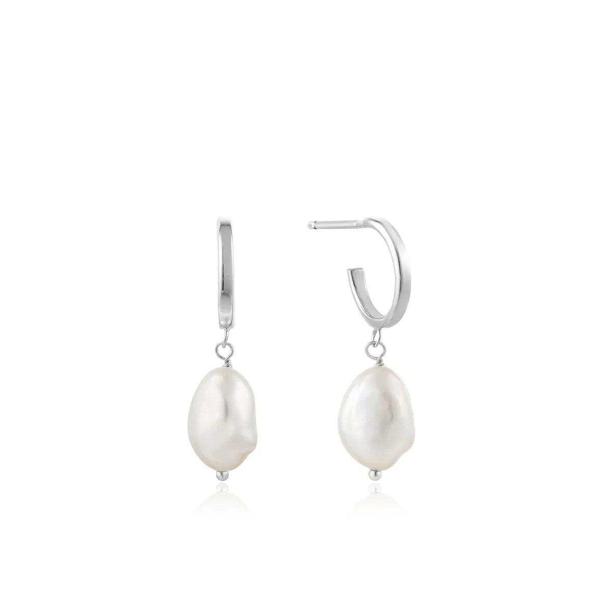 Pearl Mini Hoop Earrings - Gold