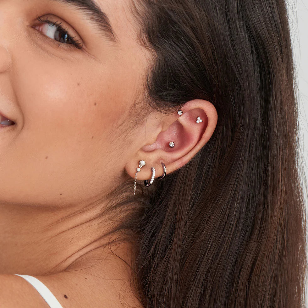 silver smooth mini hoop earrings