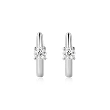 Load image into Gallery viewer, Silver Solitaire Cubic Zirconia Mini Huggies
