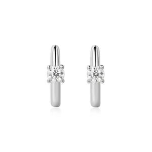 Silver Solitaire Cubic Zirconia Mini Huggies