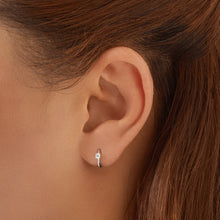 Load image into Gallery viewer, Silver Solitaire Cubic Zirconia Mini Huggies
