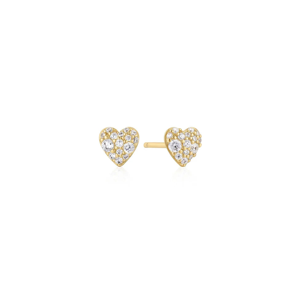 Pave Heart Stud Earrings