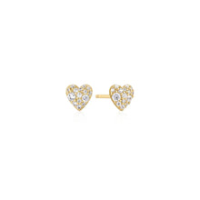 Load image into Gallery viewer, Pave Heart Stud Earrings
