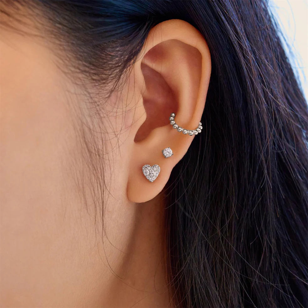 Pave Heart Stud Earrings