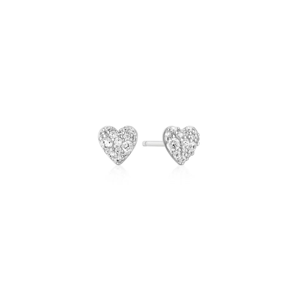 Pave Heart Stud Earrings
