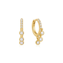 Load image into Gallery viewer, Silver Trio-Drop Huggie Hoop Earrings
