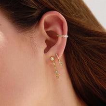 Load image into Gallery viewer, Silver Trio-Drop Huggie Hoop Earrings
