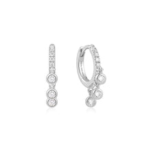 Load image into Gallery viewer, Silver Trio-Drop Huggie Hoop Earrings
