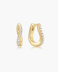 Gold Slim Pave Wave Huggie Hoop Earrings