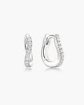 Silver Slim Pave Wave Huggie Hoop Earrings