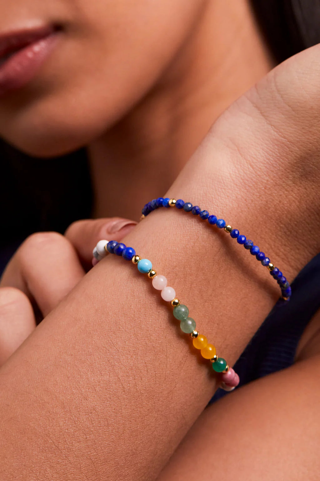 EB EDIT Faceted Lapis Amelia Bracelet - Gold Plated