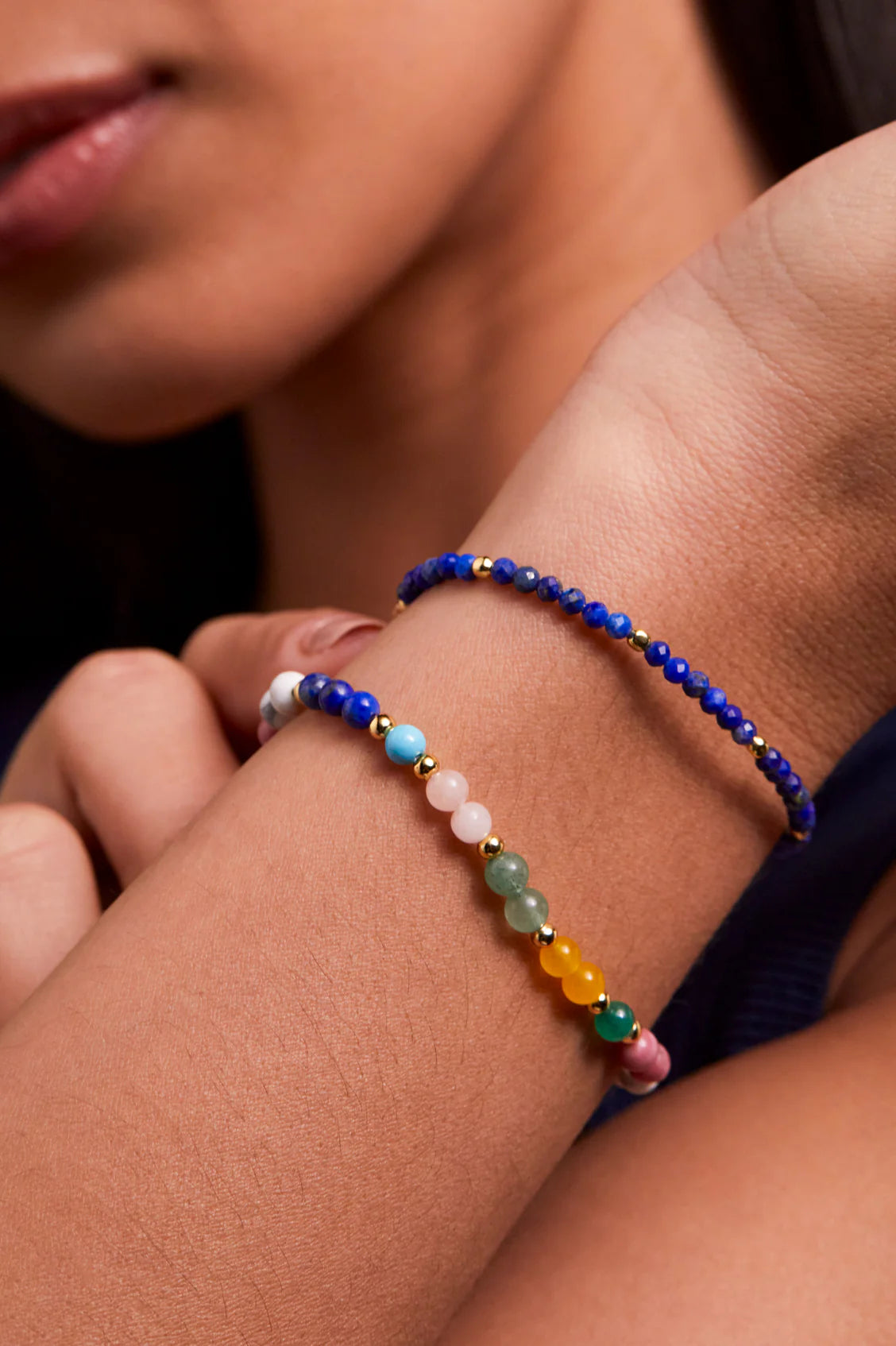 EB EDIT Faceted Lapis Amelia Bracelet - Gold Plated