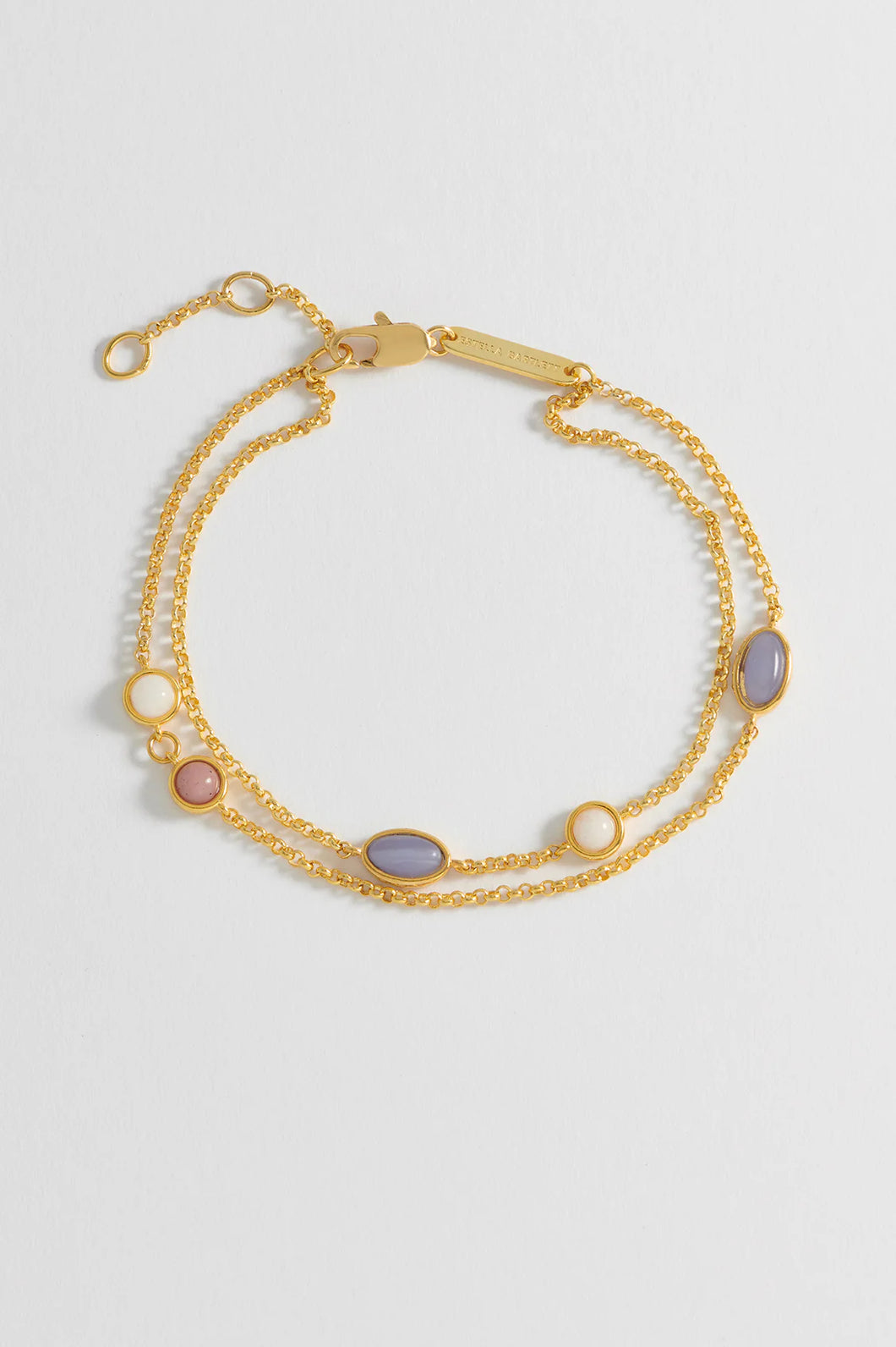 EB EDIT Multi Gemstone Double Chain Bracelet- Gold Plated