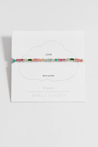 Mini Amelia Gemstone Bracelet Gold Plated | Pink Opal and Aquamarine