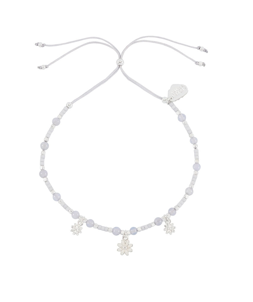 Triple Flower White Enamel Sienna Bracelet