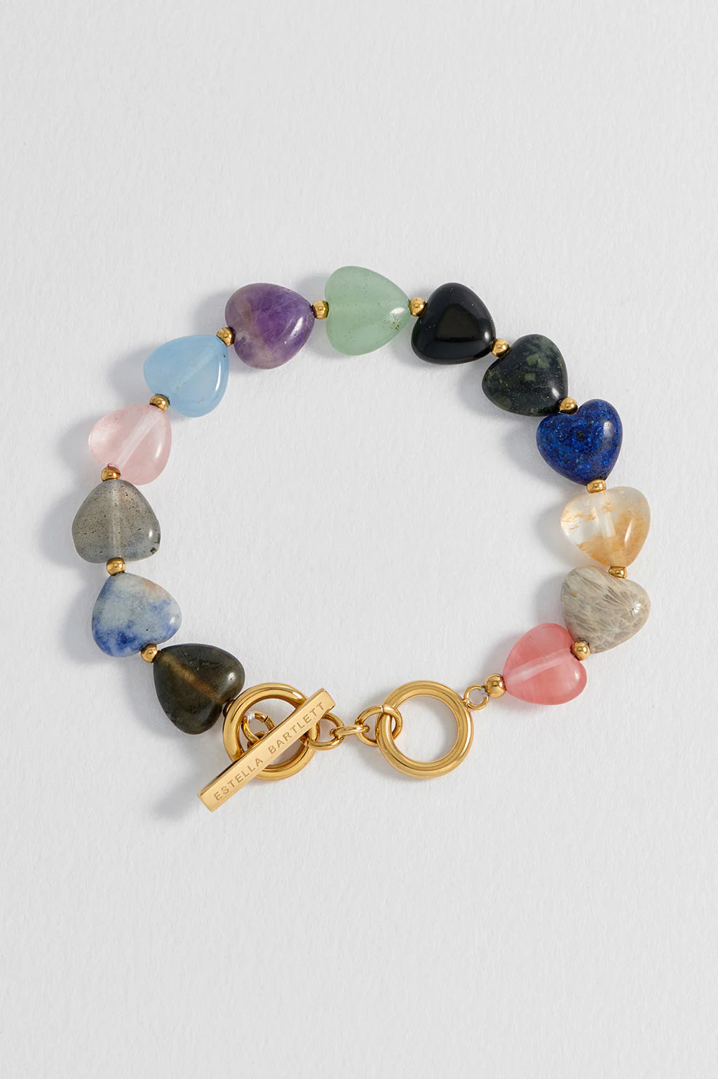 EB edit Multi-Gemstone Heart T-Bar Bracelet