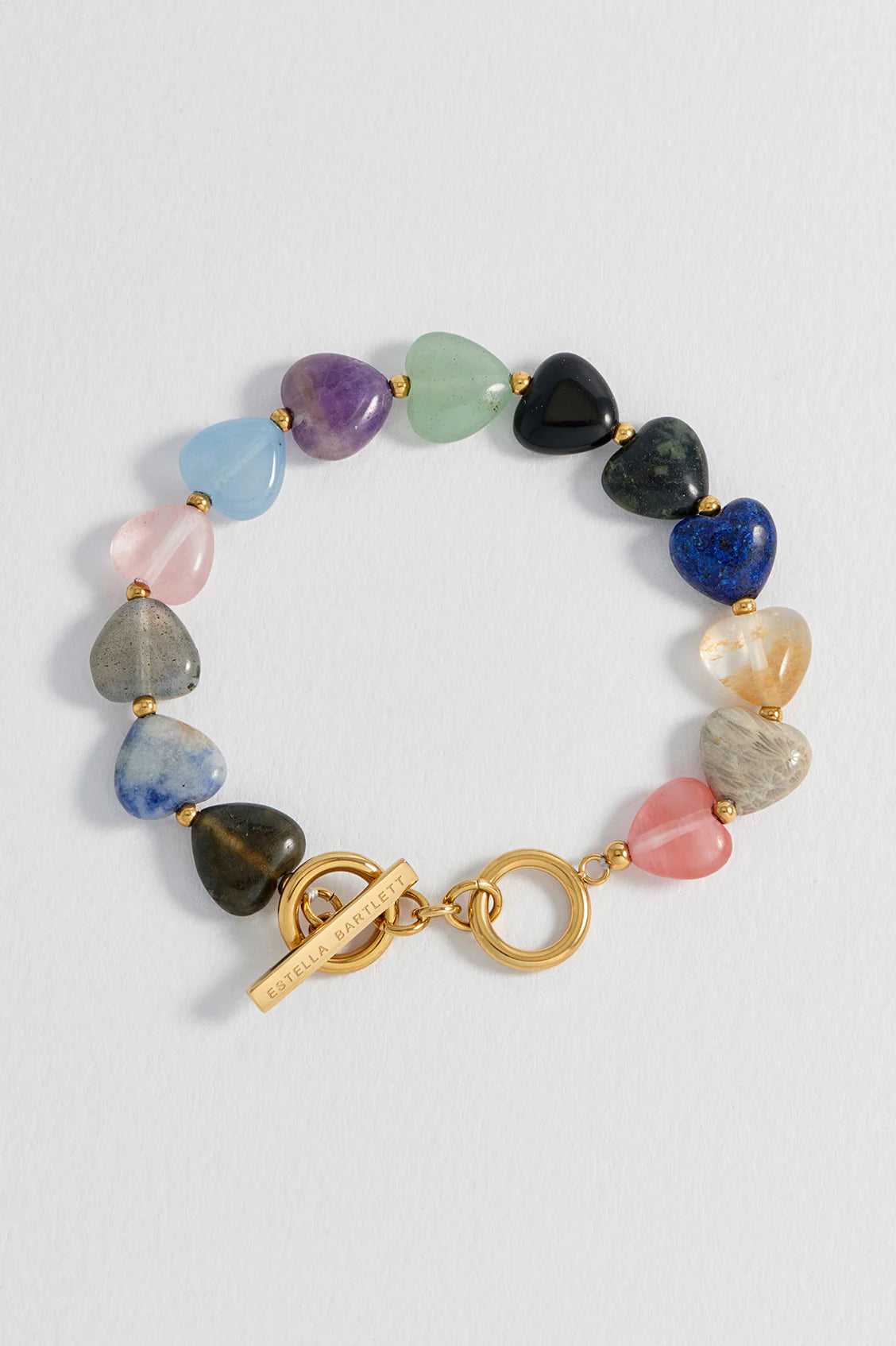 EB edit Multi-Gemstone Heart T-Bar Bracelet