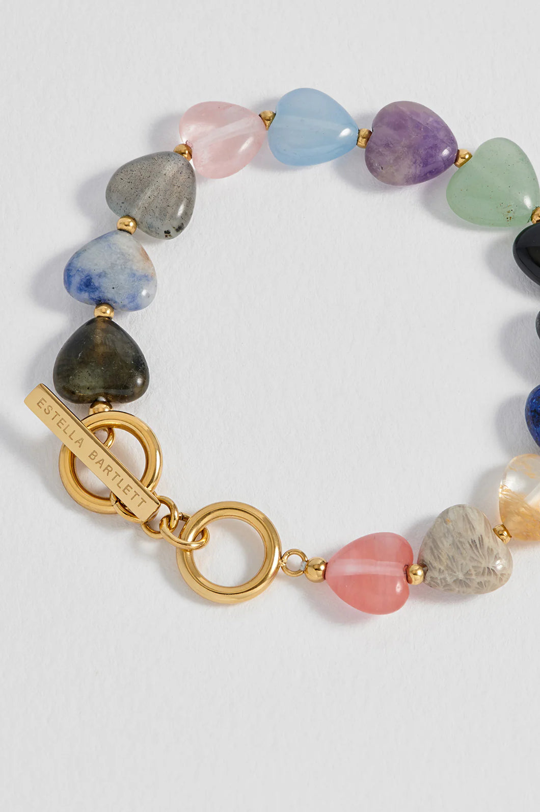 EB edit Multi-Gemstone Heart T-Bar Bracelet