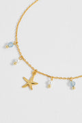Starfish Charm Bracelet with Pearl and Blue Lace Agate