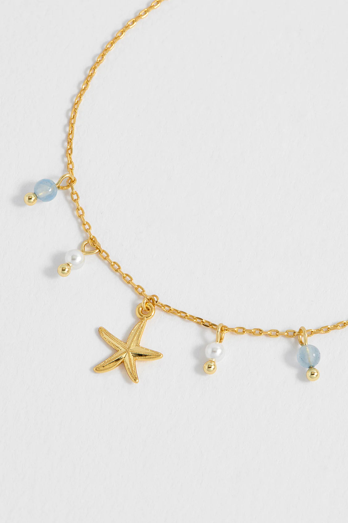 Starfish Charm Bracelet with Pearl and Blue Lace Agate