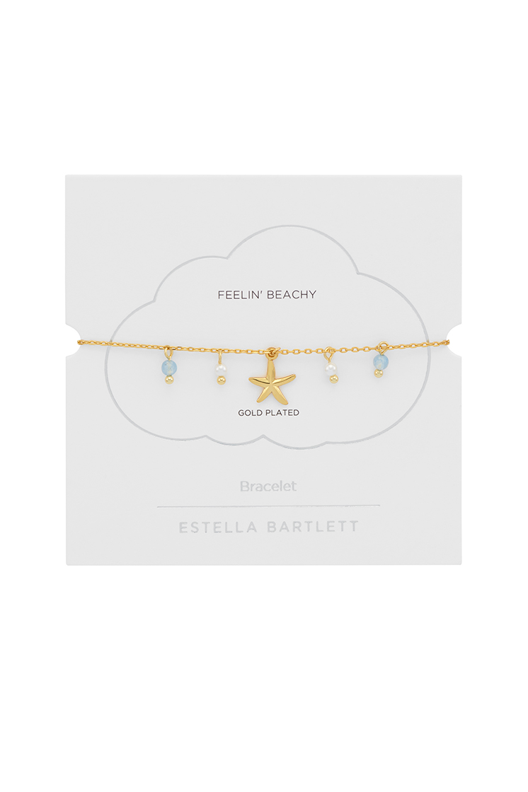 Starfish Charm Bracelet with Pearl and Blue Lace Agate
