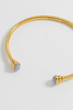 Load image into Gallery viewer, EB EDIT Blue Quartz Cabochon Open Bangle Waterproof PVD Gold Plated | Blue Quartz

