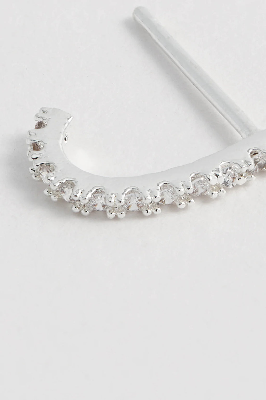 J Pave Huggie Earring Silver Plated