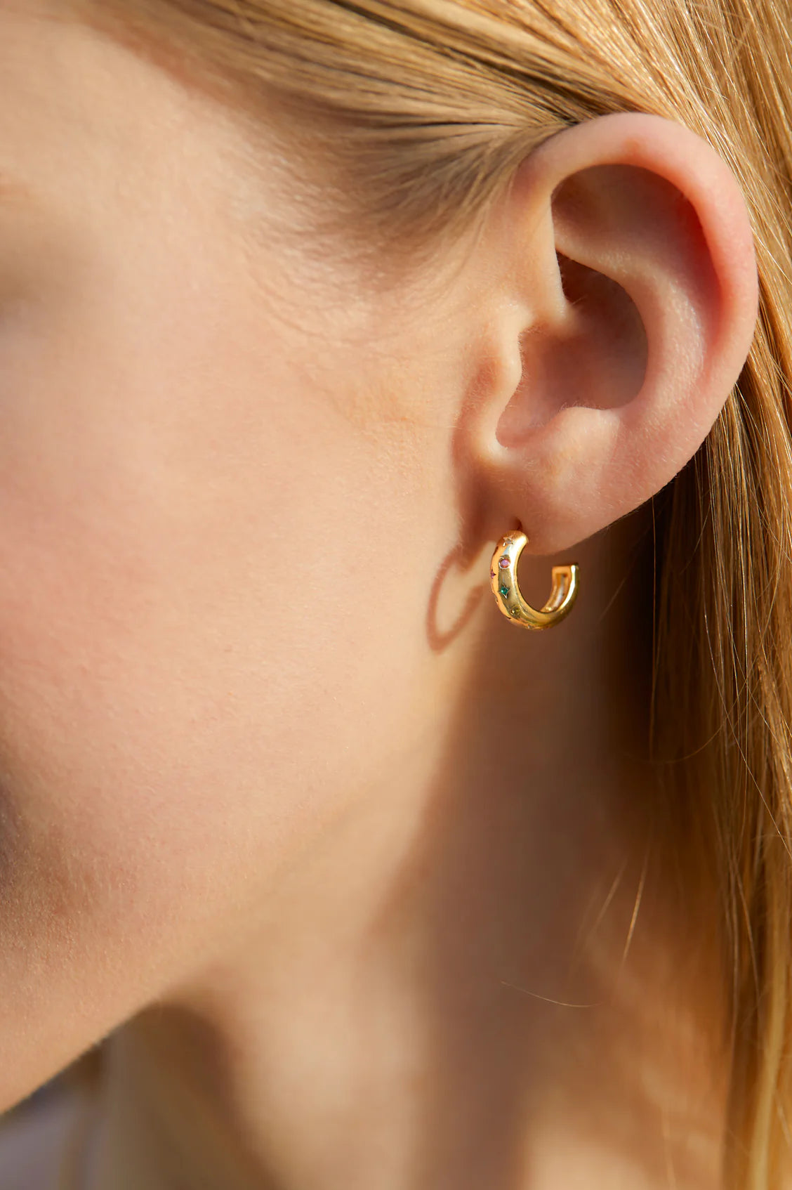 Multicolour Chubby Celestial Hoop - Gold Plated