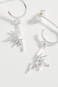 Half Star Hoop Earrings Silver Plated