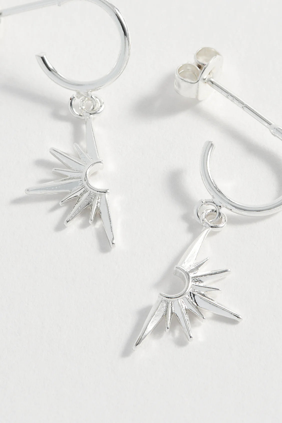 Half Star Hoop Earrings Silver Plated