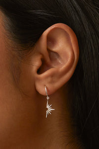 Half Star Hoop Earrings Silver Plated