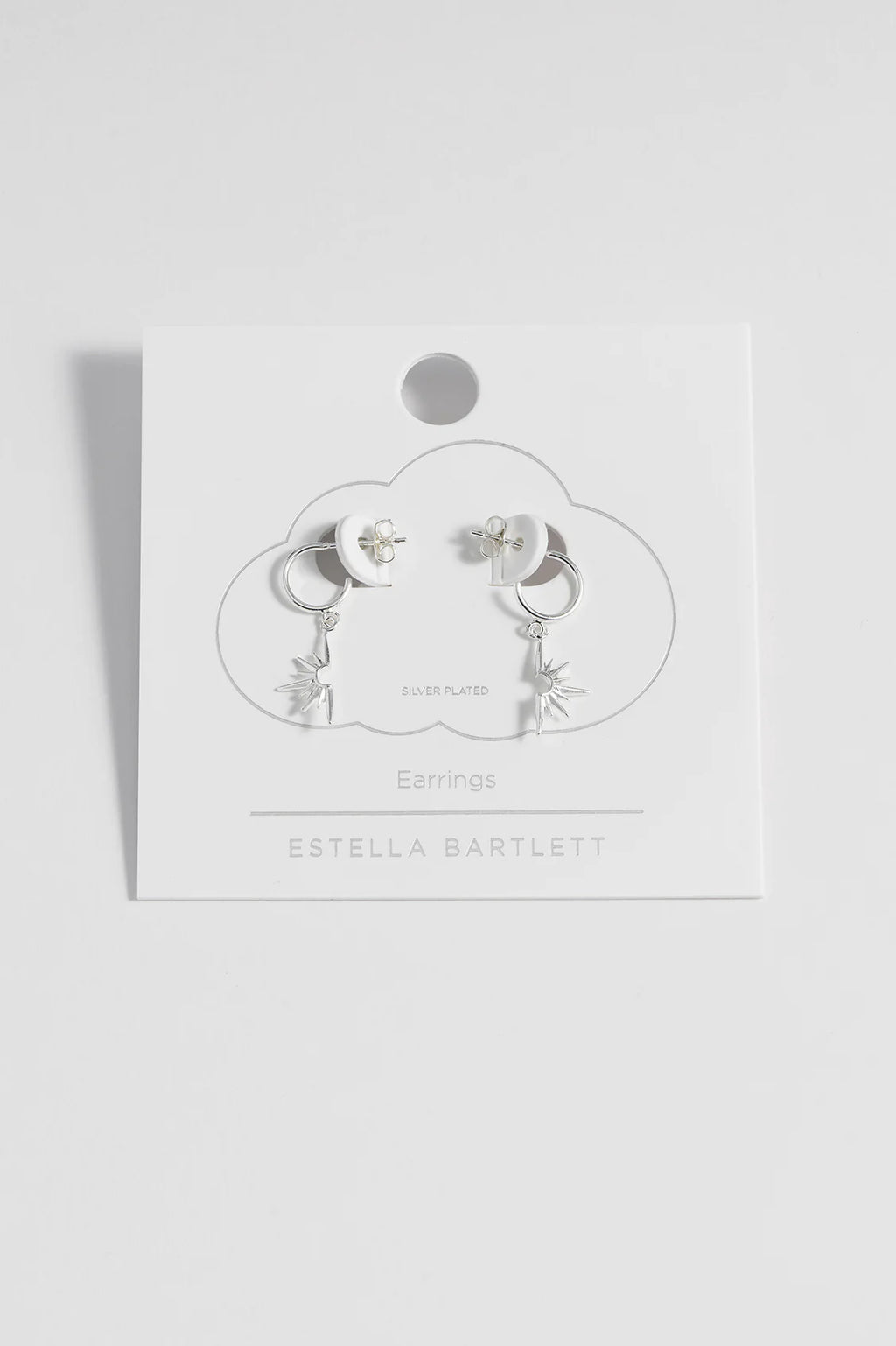 Half Star Hoop Earrings Silver Plated