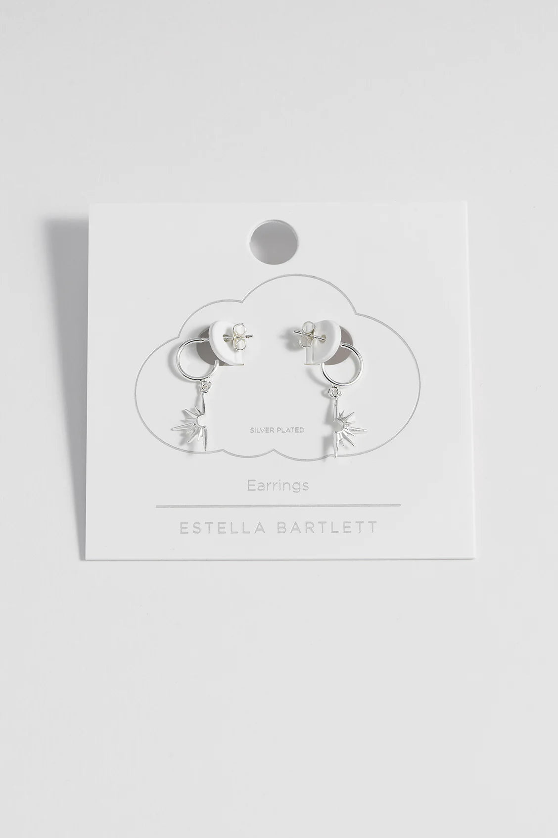 Half Star Hoop Earrings Silver Plated
