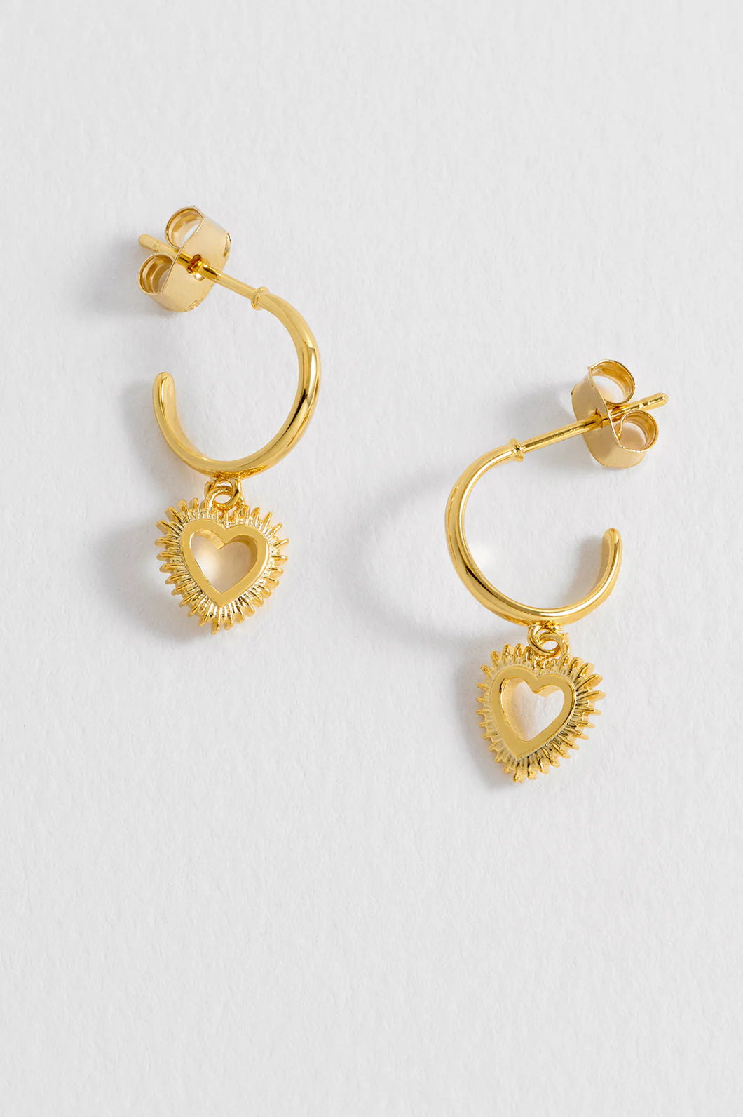 Plain Heartburst Hoop Earrings - Gold plated