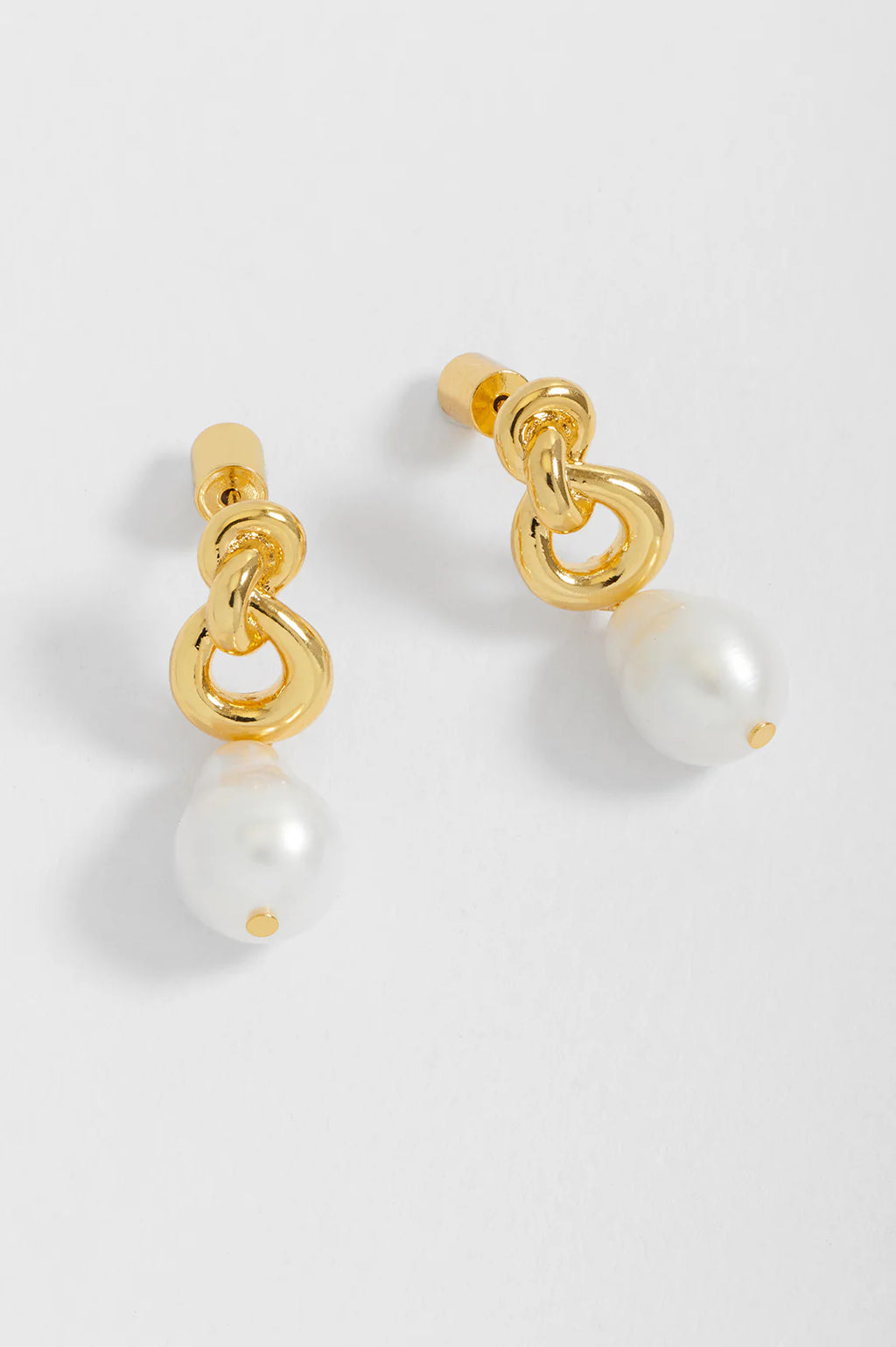 EB EDIT Knot and pearl drop earrings - Gold Plated