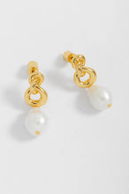 Load image into Gallery viewer, EB EDIT Knot and pearl drop earrings - Gold Plated
