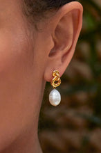 Load image into Gallery viewer, EB EDIT Knot and pearl drop earrings - Gold Plated
