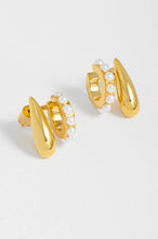 Load image into Gallery viewer, EB EDIT Drop and Pearl hoop Earring - Gold Plated
