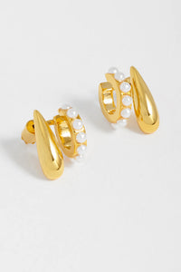 EB EDIT Drop and Pearl hoop Earring - Gold Plated