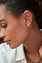 Load image into Gallery viewer, EB EDIT Drop and Pearl hoop Earring - Gold Plated
