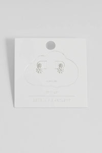 White Enamel Double Flower Studs (Silver Plated)