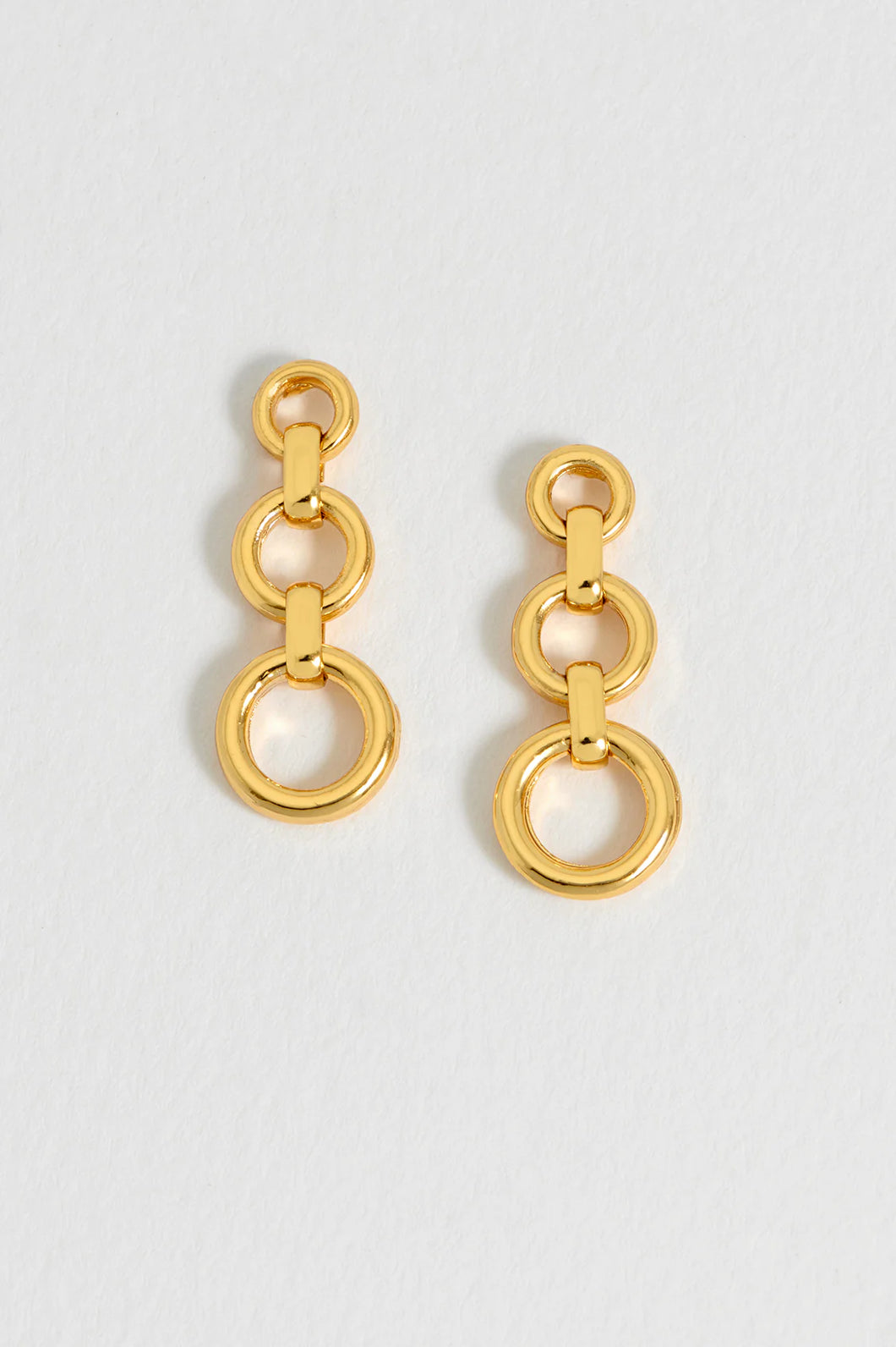 EB EDIT WATERPROOF PVD COATED Graduated Round Link Drop Earrings -  Gold Plated