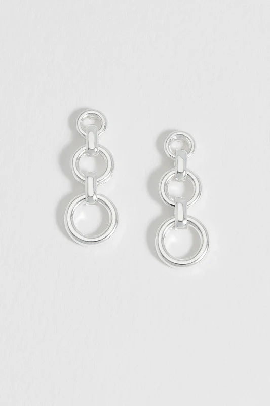 EB EDIT WATERPROOF PVD COATED Graduated Round Link Drop Earrings -  Silver Plated